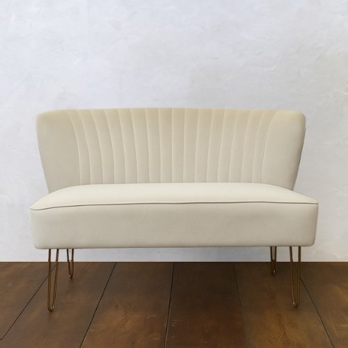 Ivory Sofa Velvet Two Seater