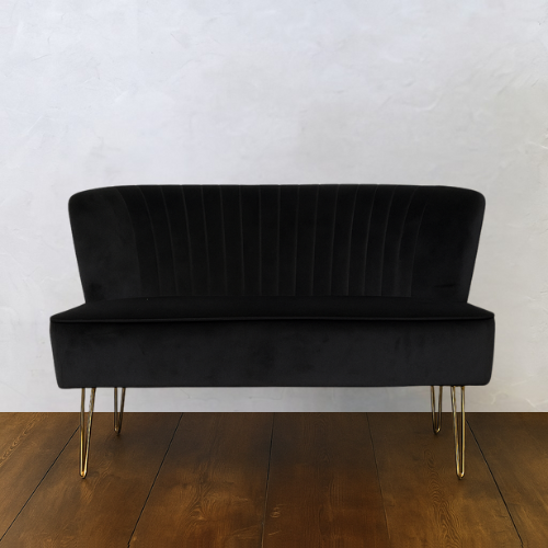 Black Sofa - Velvet Two Seater
