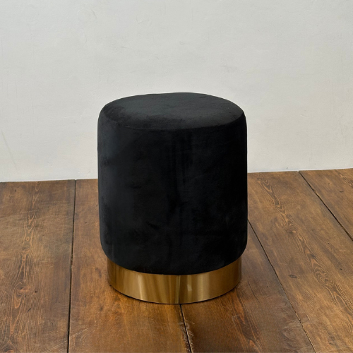 Black Round Velvet Individual Stool