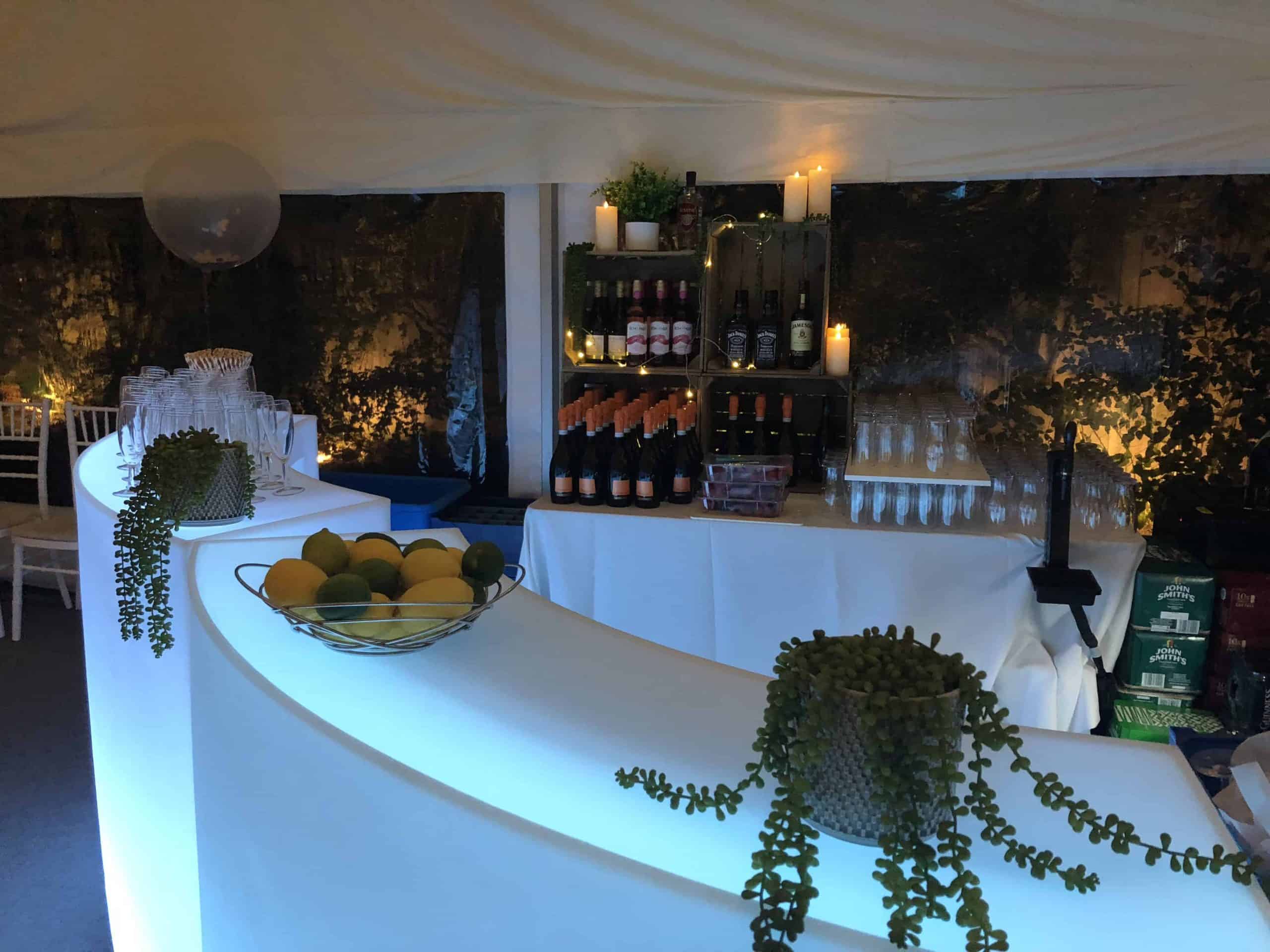 LED Bar Back Bar Hire Hampshire