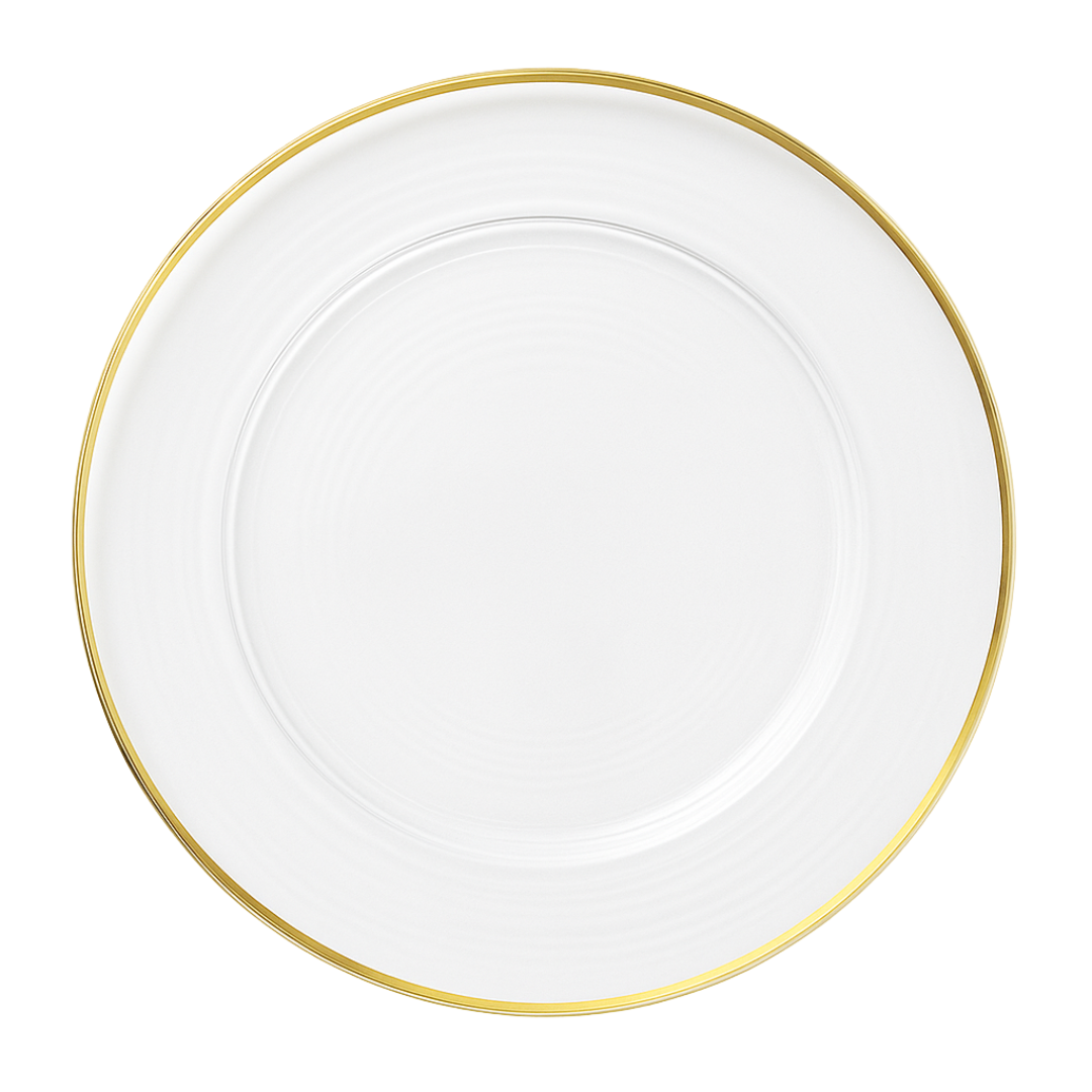 Opulence Gold Trim Glass Charger Plate