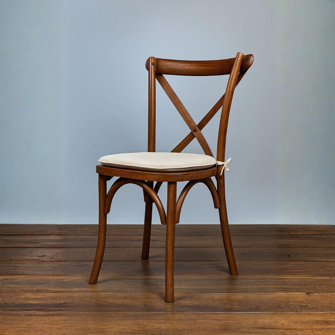 Rustic Oak Cross Back Chair Hire (Comfort)